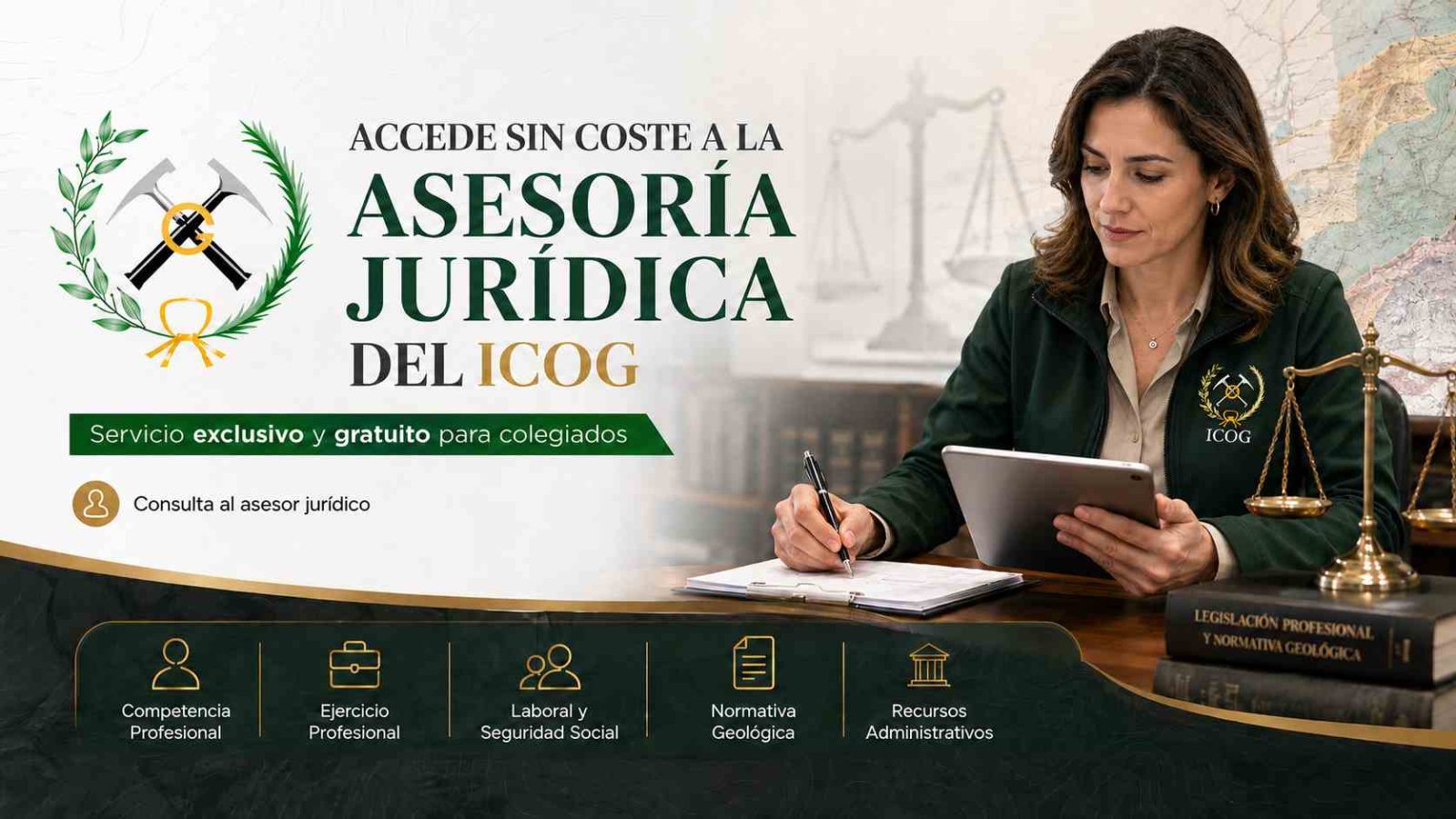El ICOG ofrece a las personas colegiadas un servicio gratuito de asesoría jurídica