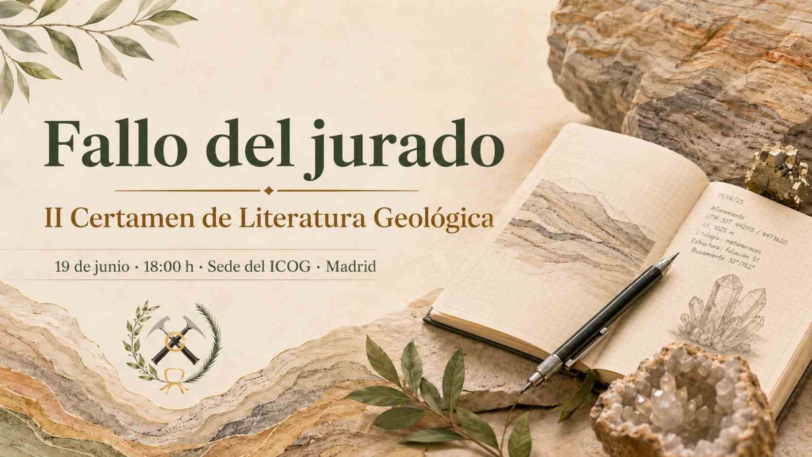 El ICOG anunciará el fallo del jurado del II Certamen Español de Literatura Geológica el próximo 19 de junio