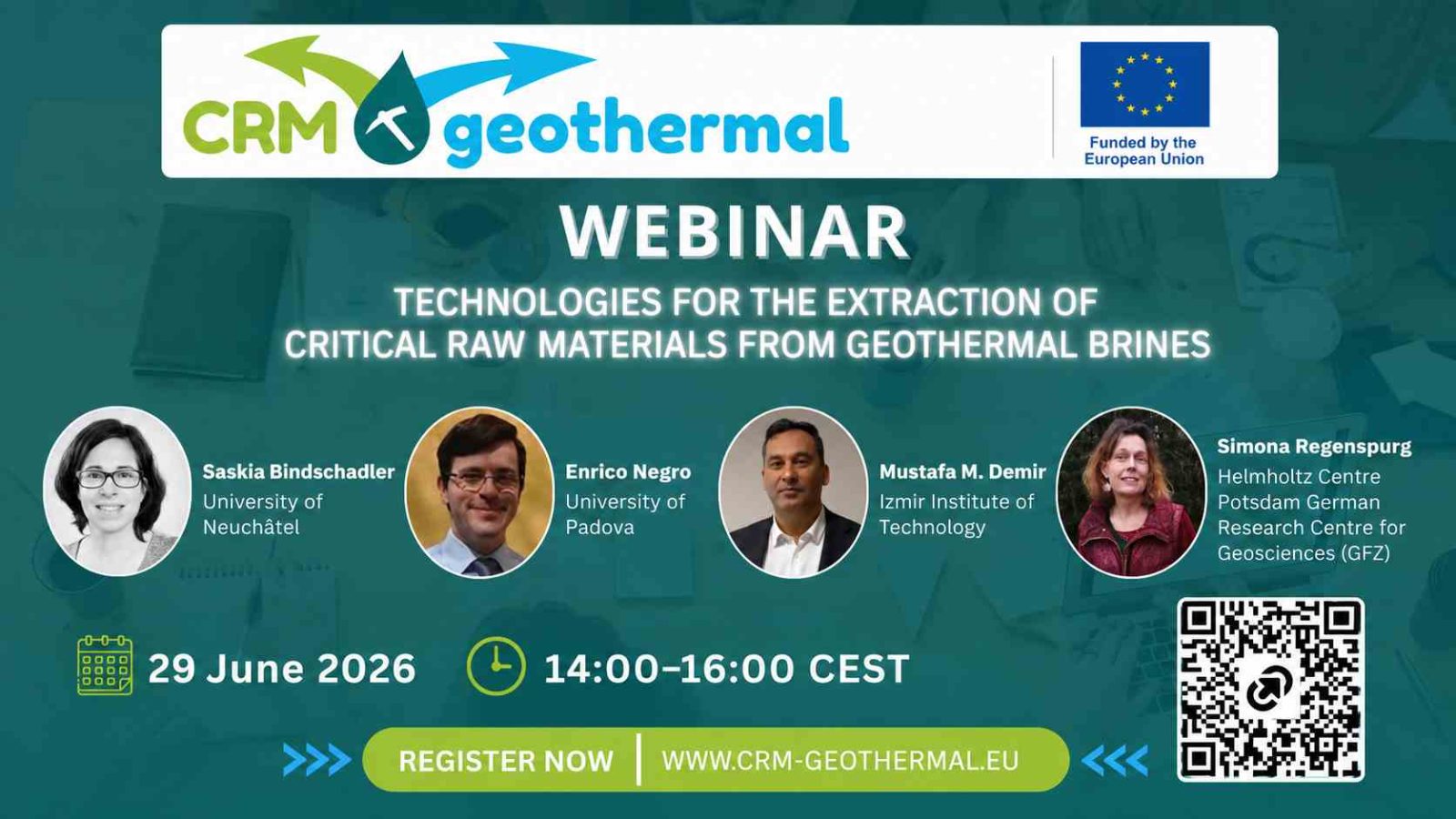 Webinar sobre tecnologías para la extracción de materias primas críticas de salmueras geotérmicas