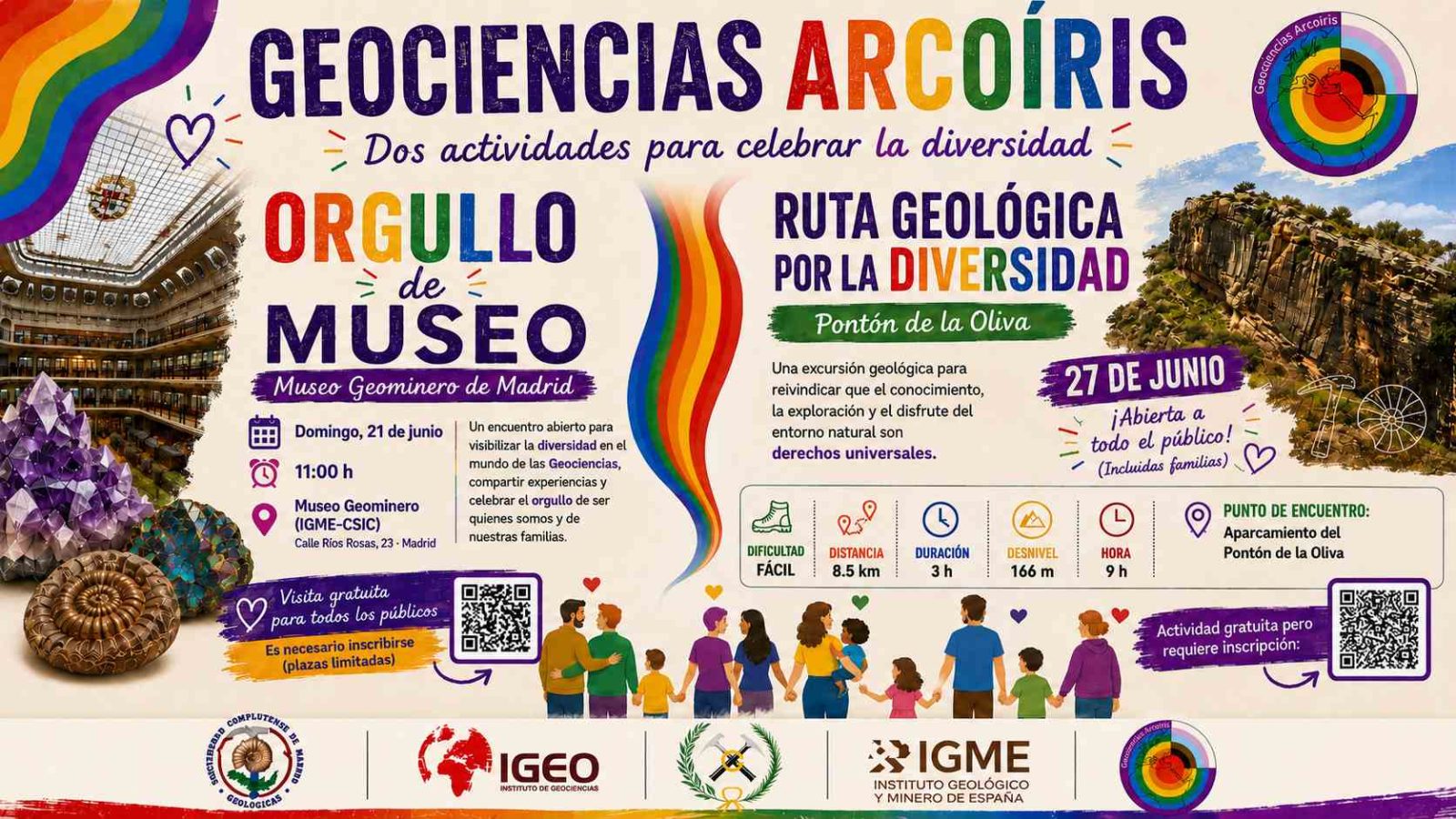Geociencias Arcoíris celebra la diversidad con dos actividades abiertas al público