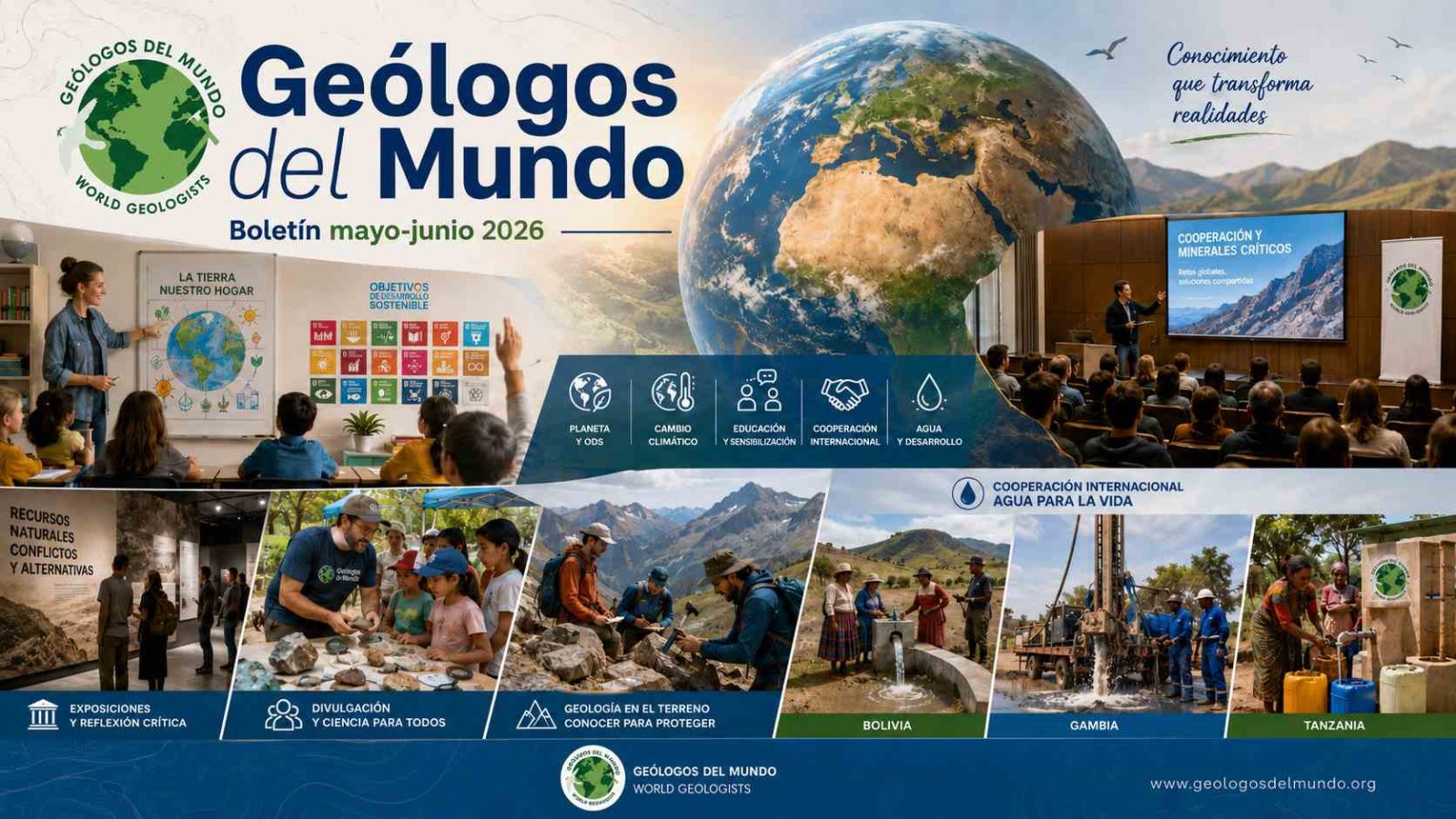 Geólogos del Mundo refuerza su labor educativa y de cooperación durante mayo y junio