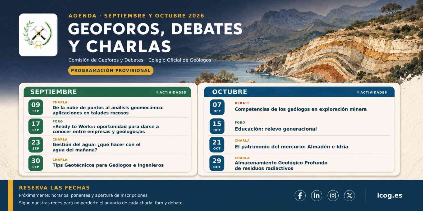 Geoforos, debates y charlas: nueva programación para septiembre y octubre